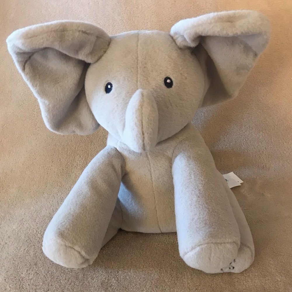 GUND PLUSH TOY for Age 0+Months  FLAPPY THE PEEK-A-BOO ANIMATED GRAY ELEPHANT